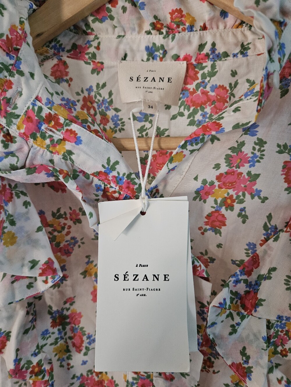 NWT Sézane Ruffled Floral Sleeveless Blouse / Top - Picture 13 of 13